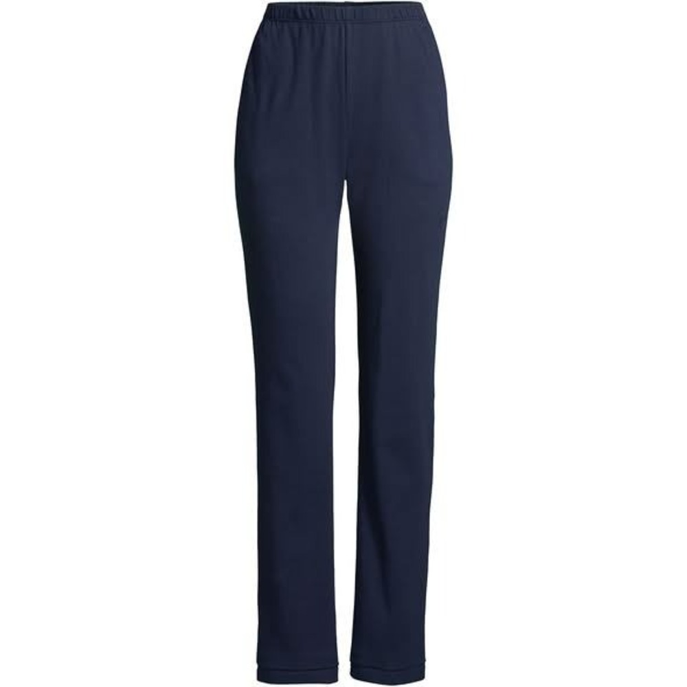 LANDS END Womens Navy Blue High Rise Elastic Waist Straight Leg Knit  MEDIUM